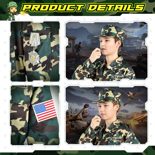 Giftinbox Army Costume toys set with sound and light for engaging pretend missions