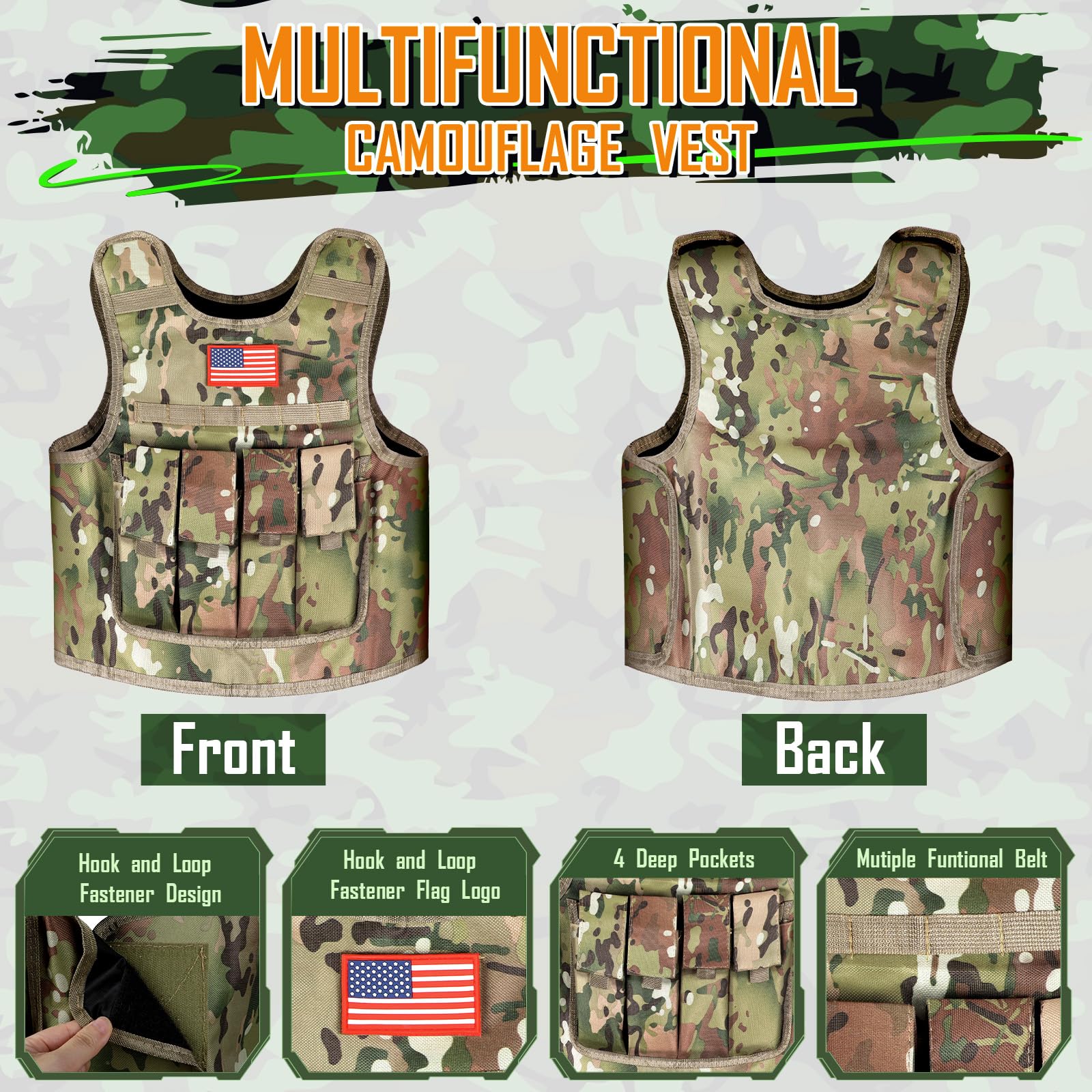 GIFTINBOX military vest with multiple pockets for easy gear access.
