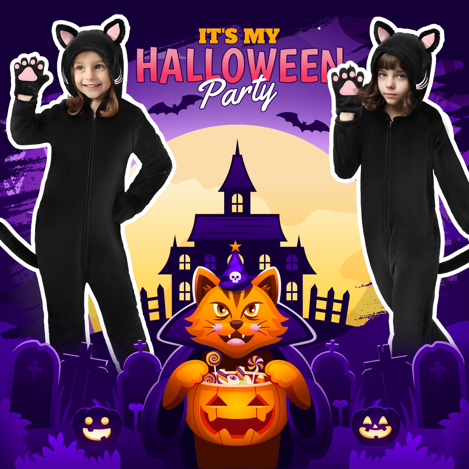 GIFTINBOX cat-costume full view on child for comfortable movement
