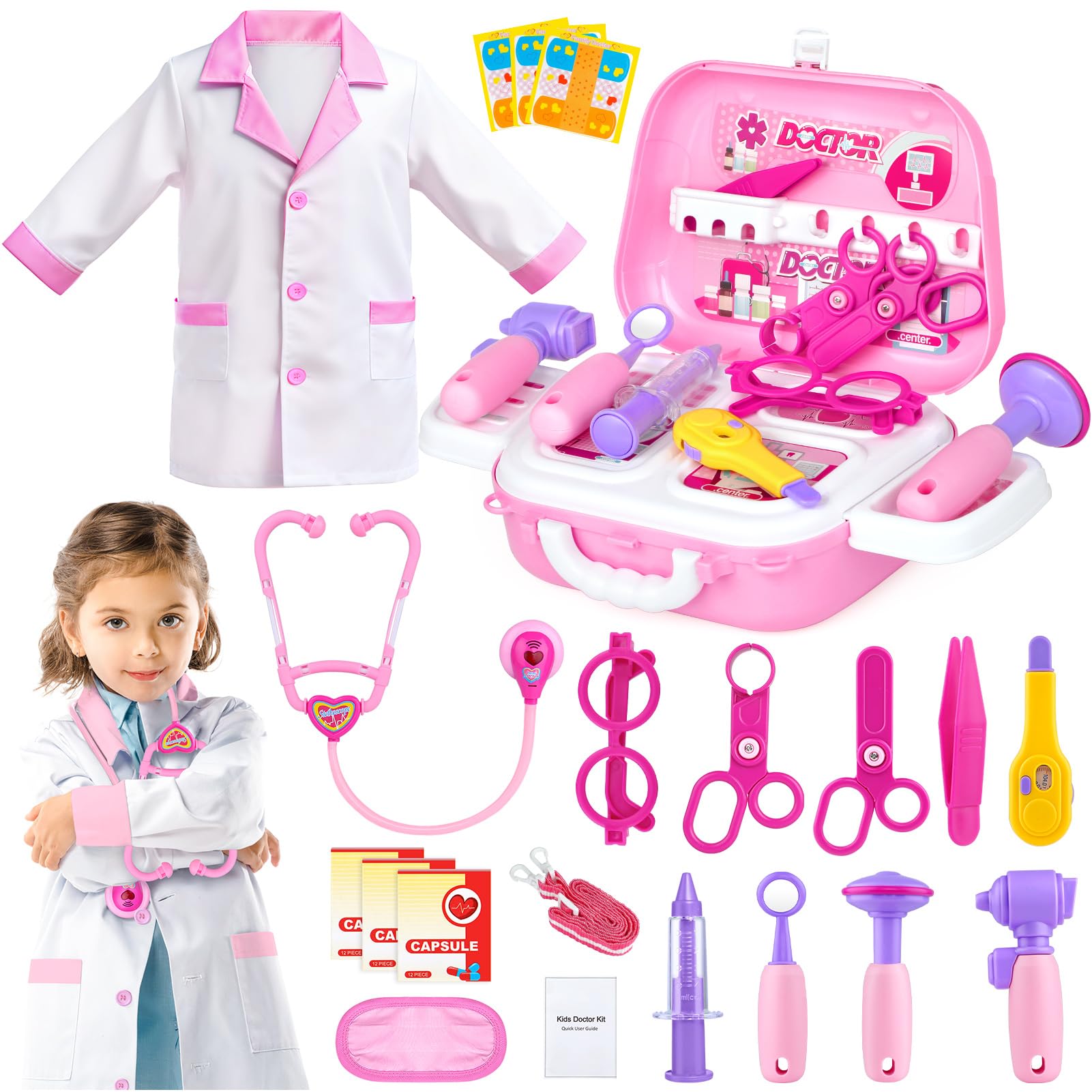 GIFTINBOX doctor costume for kids with accessories enables imaginative pretend play.