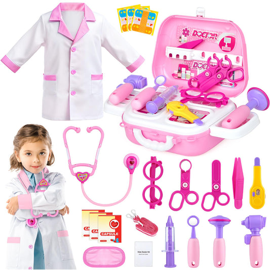 GIFTINBOX doctor costume for kids with accessories enables imaginative pretend play.