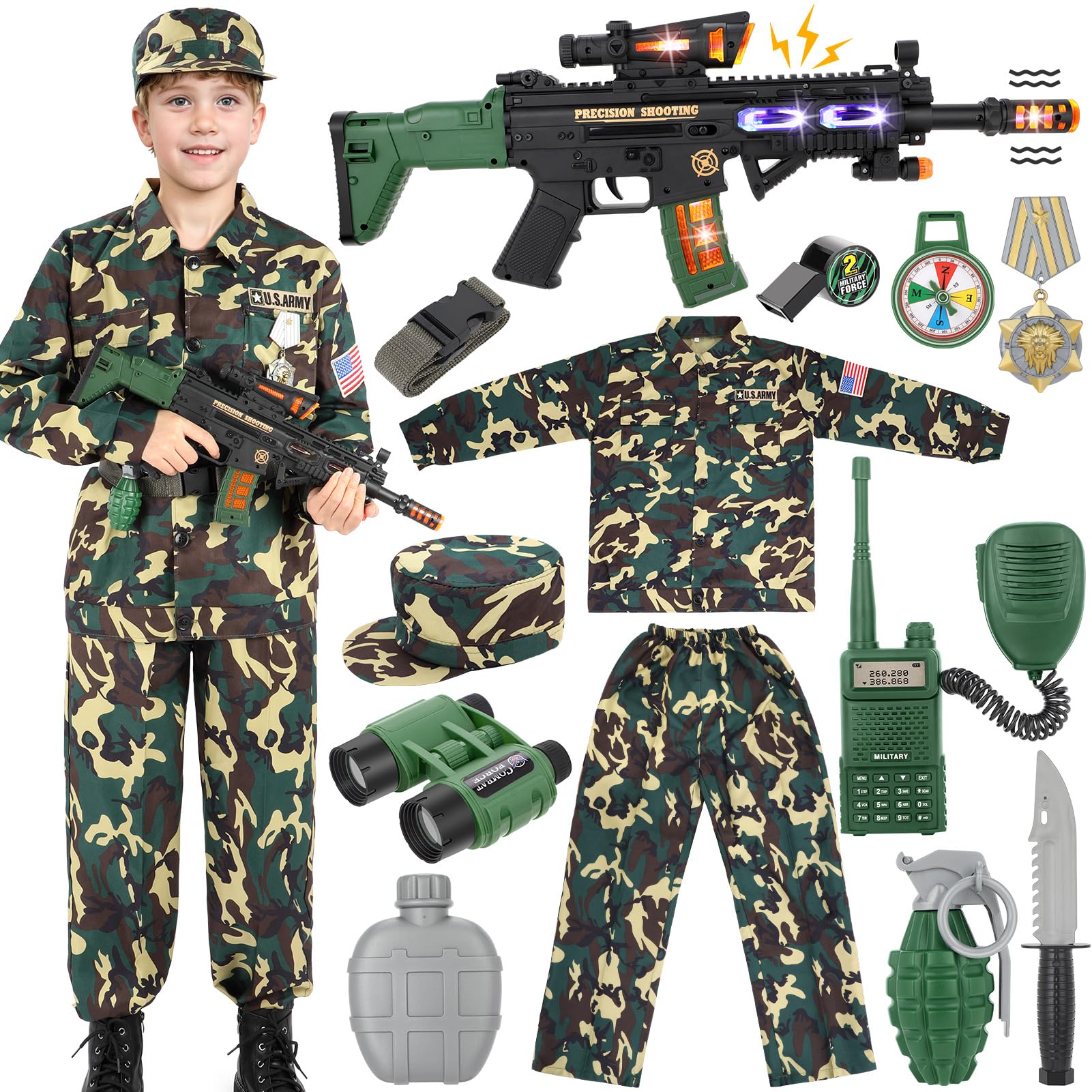 Giftinbox Kids Army Costume uniform for boys with breathable fabric for comfortable play