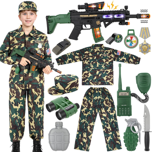 Giftinbox Kids Army Costume uniform for boys with breathable fabric for comfortable play