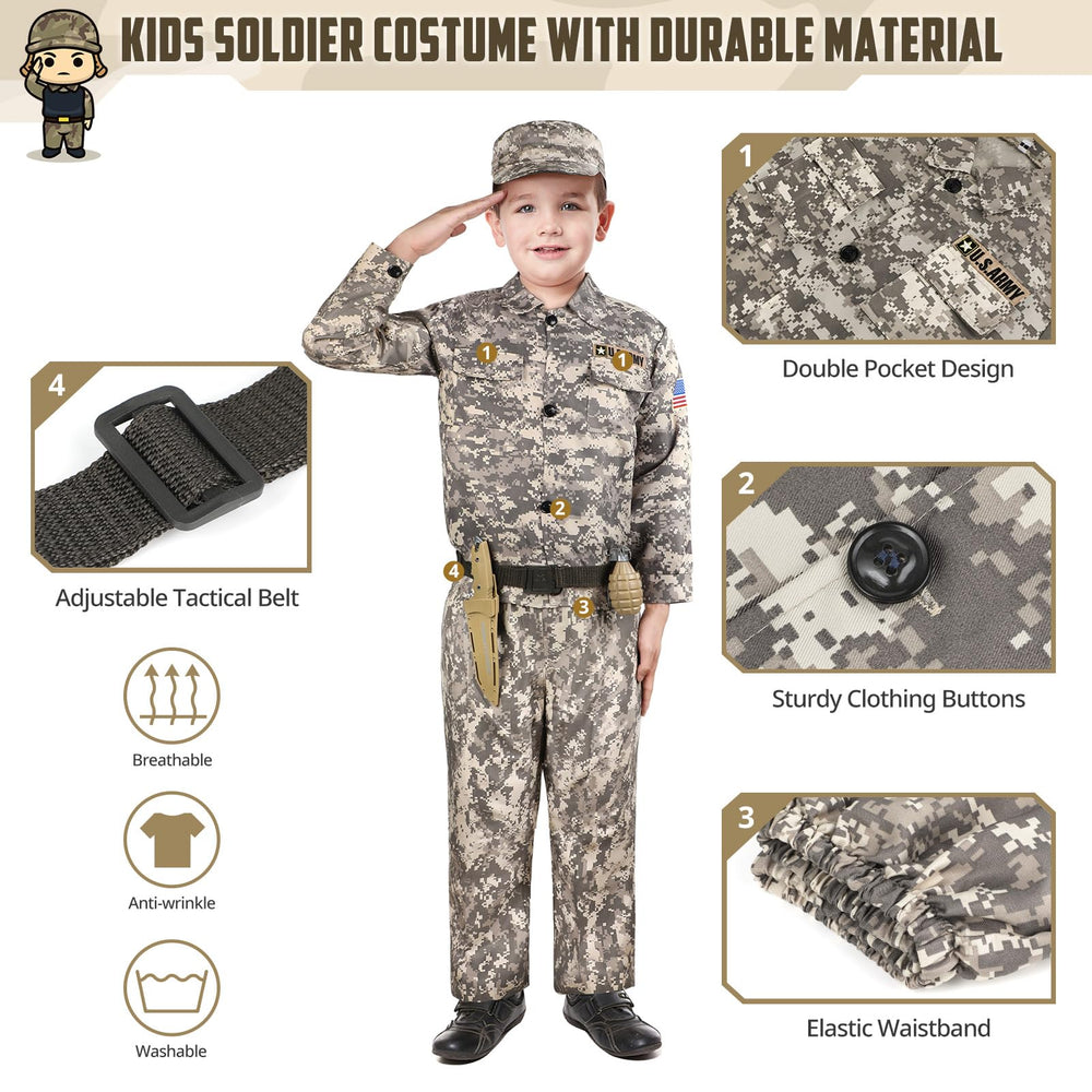 Giftinbox kids army hat and belt, authentic look for role-play