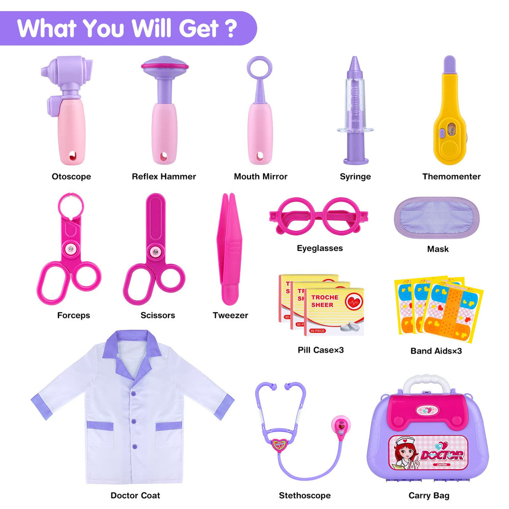 GIFTINBOX doctor kit reflex hammer supports pretend checks and motor skills.