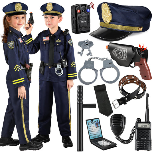 Giftinbox police costume shirt and hat for imaginative dress-up play