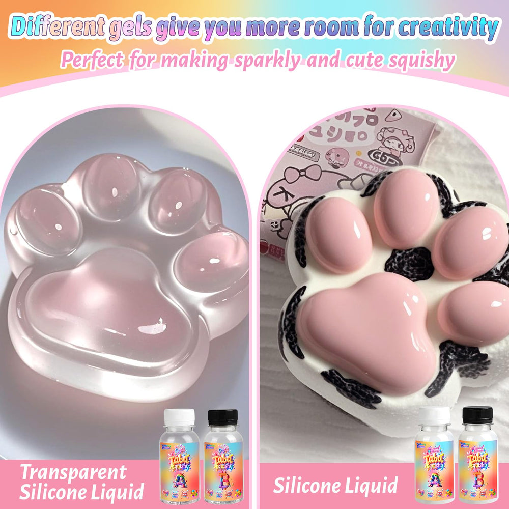 Giftmiyhime squishy kit measuring cup and stirring stick for precise mixing.