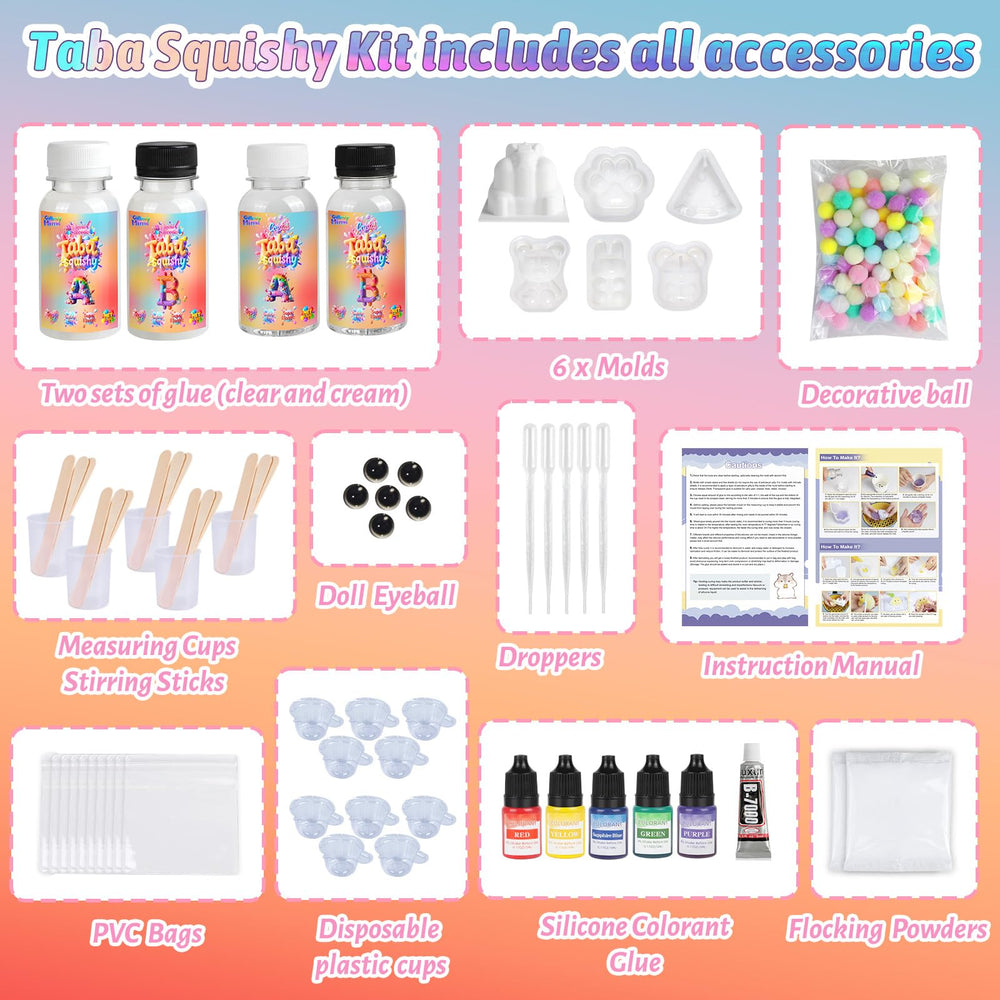 Giftmiyhime squishy kit six molds shown for diverse shapes.