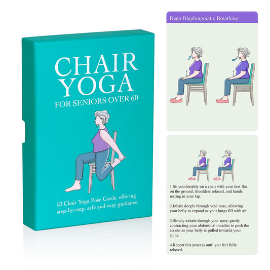GiftNest Oversized Chair Yoga Cards front cover shown for easy access and beginner-friendly pose ideas.