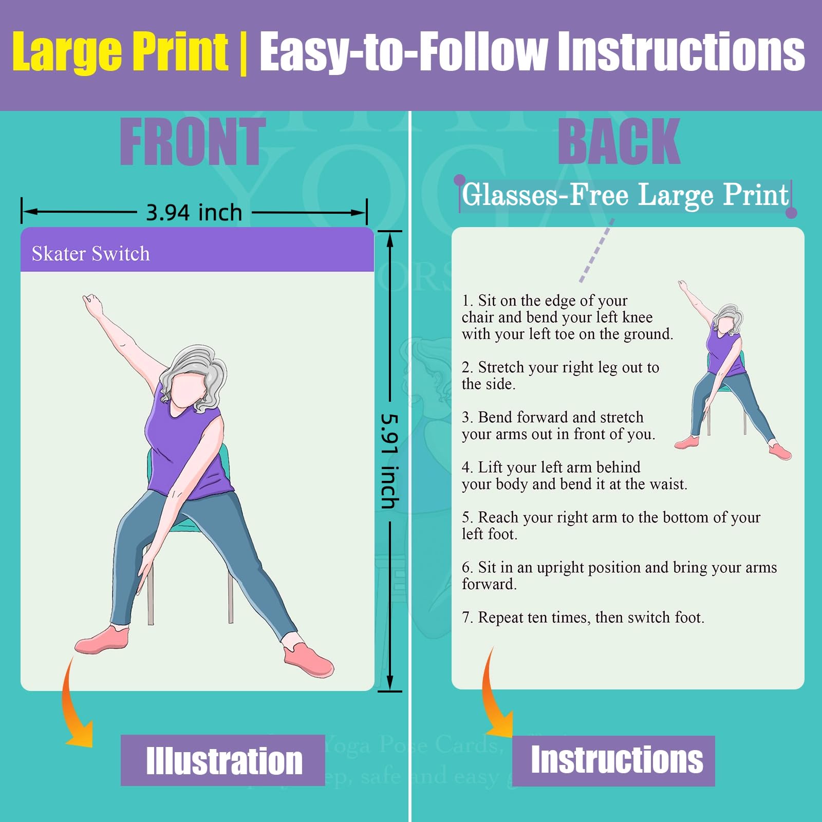 GiftNest Oversized Chair Yoga Cards pose illustration 01 shows clear guidance for seated stretches.