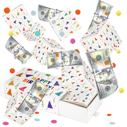 Giftota Happy Birthday Surprise Box ready for gifting, showcasing bold packaging and colorful confetti for a memorable moment.