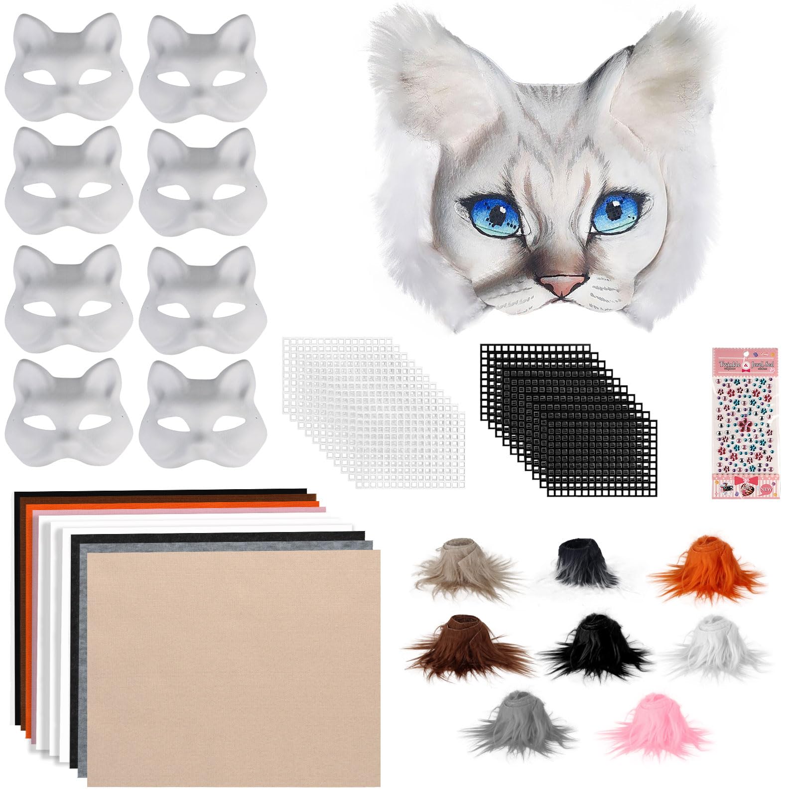 Giftota Therian masks with eight blank bases for creative DIY designs.