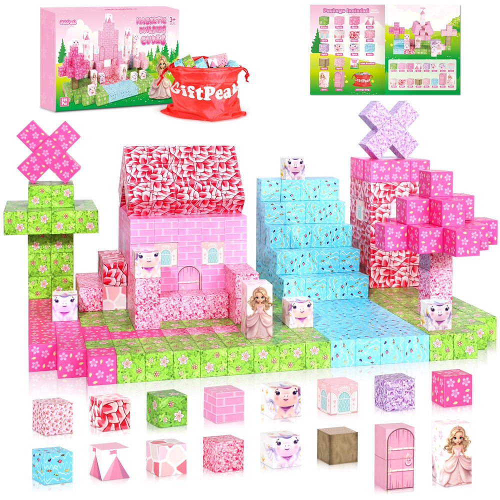 GiftPeak magnetic blocks unicorn castle playset for imaginative building and storytelling.