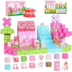 GiftPeak magnetic blocks unicorn castle playset for imaginative building and storytelling.