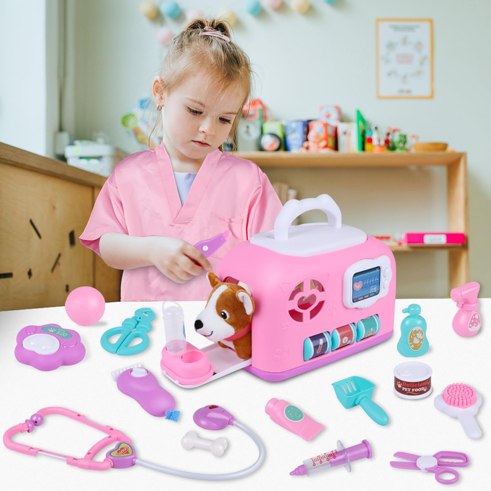 Gifts2U care accessories kit complete set for grooming and feeding pretend pets