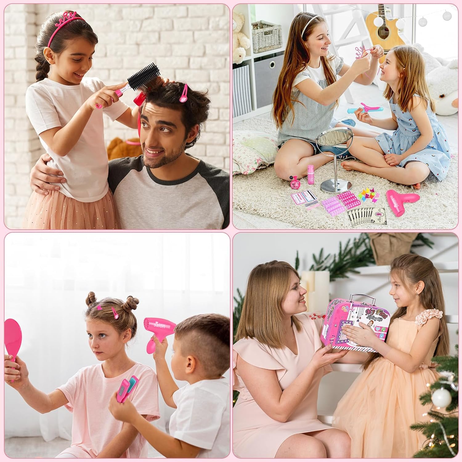 Gifts2U Hair Salon Playset extensions and butterfly clips support creative looks