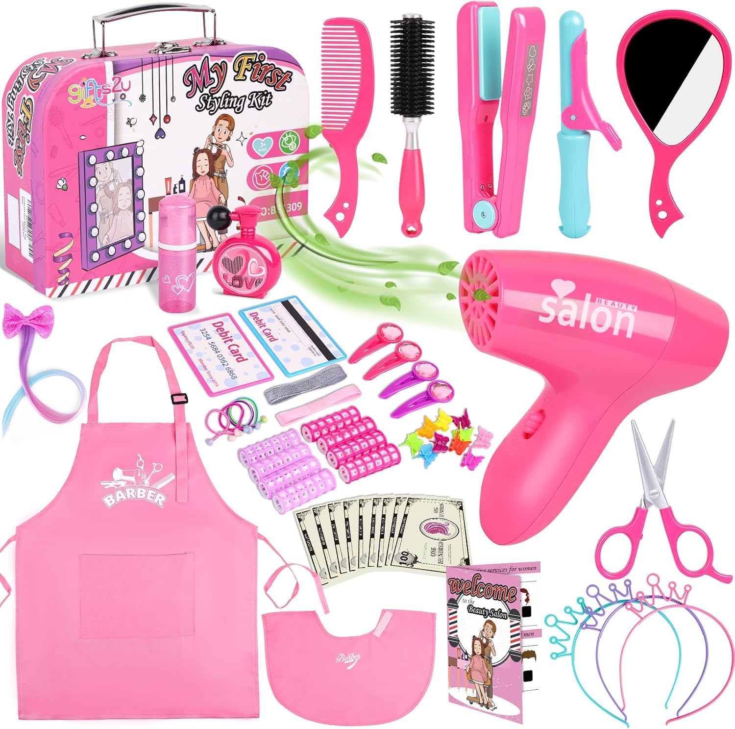 Gifts2U Hair Salon Playset storage box keeps tools organized for tidy playtime