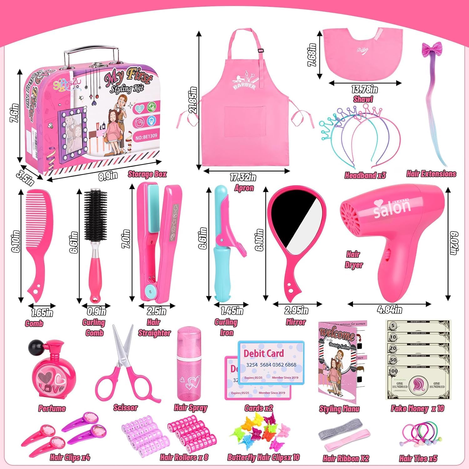 Gifts2U Hair Salon Playset styling tools set encourages imaginative grooming