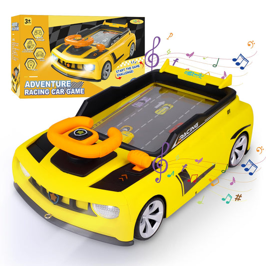 Gifts2U musical steering wheel toy in yellow, engaging kids with interactive play.