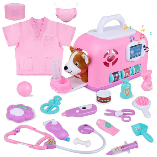 Gifts2U pet care cage play set with complete vet kit for imaginative play and learning