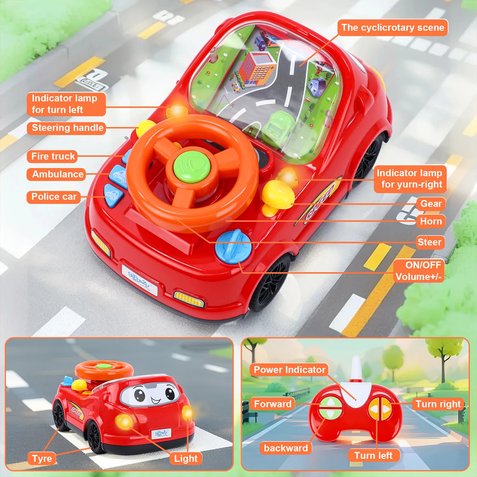 Gifts2U RC dashboard sounds enhance realistic driving scenarios.