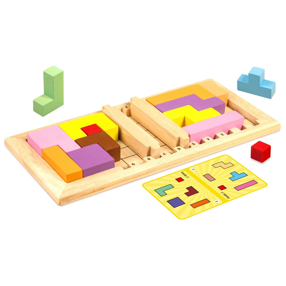 Compact Katamino Family puzzle on a coffee table for learning fun.