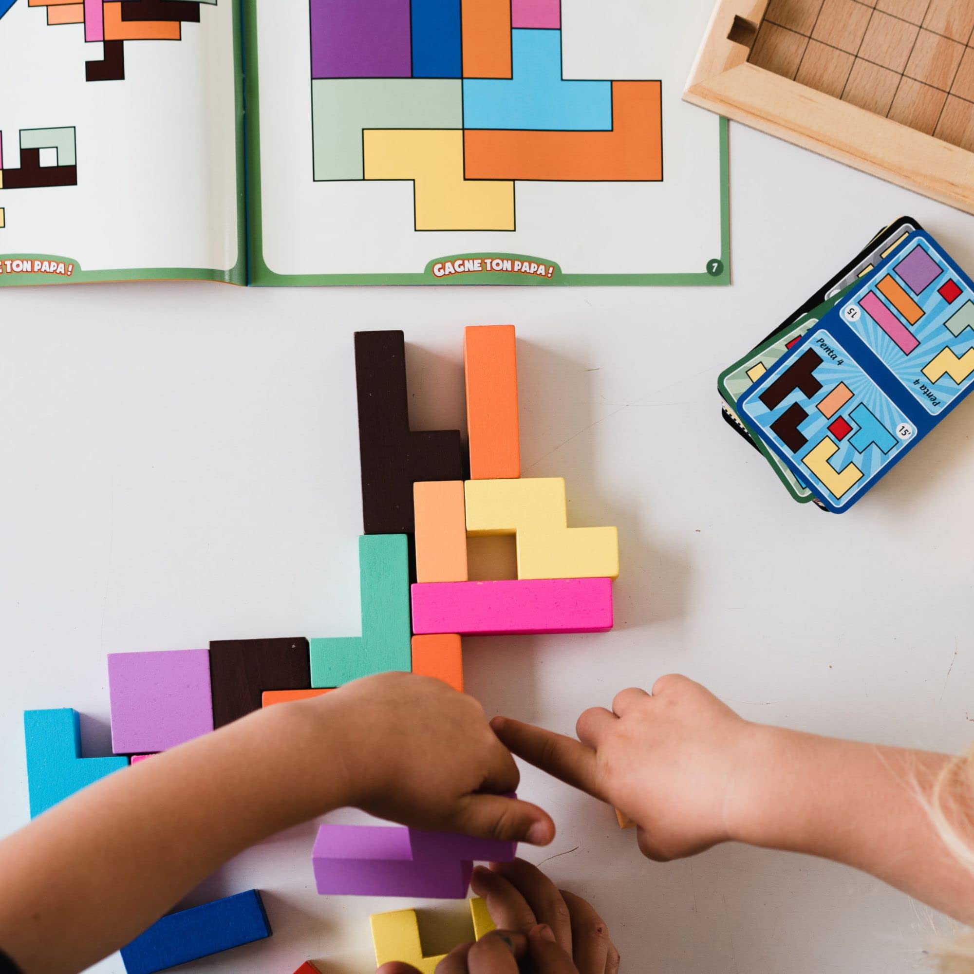 Katamino Family pentomino pieces brightly colored for pattern-building play.