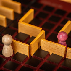 Gigamic Quoridor in-progress game on a coffee table