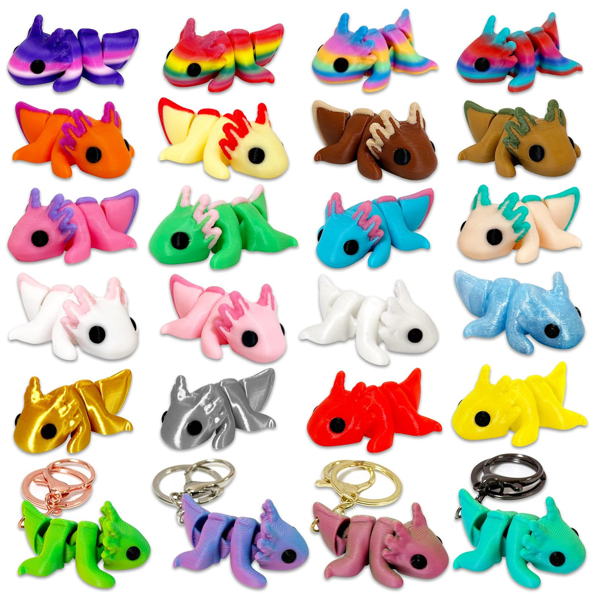Giggiftrio axolotl figurines: 24 vividly colored miniatures for display and collection.