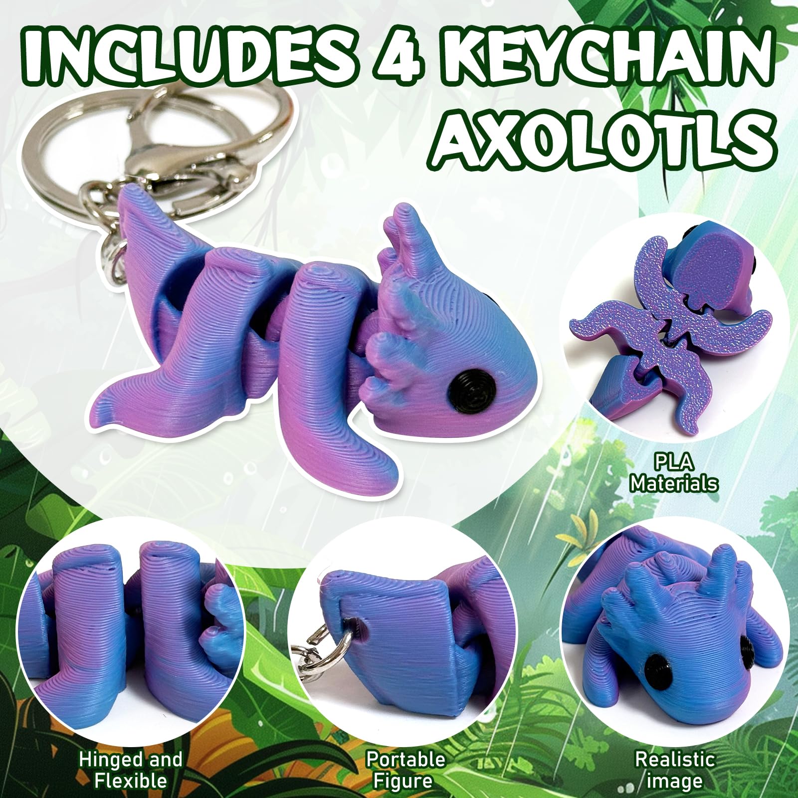 Giggiftrio axolotl keychain figures: portable fun for bags, keys, or backpacks.
