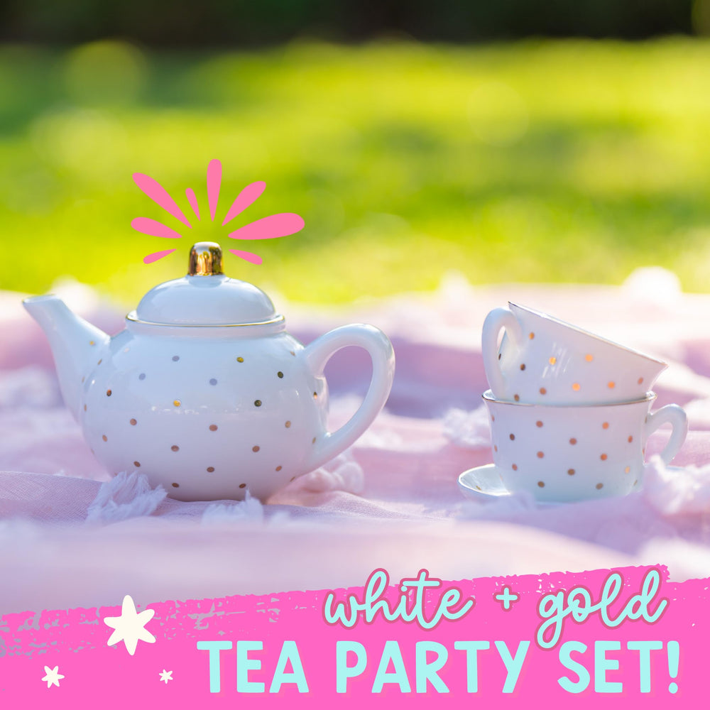 Giggle and Honey porcelain cups and saucers featuring floral design for imaginative play.