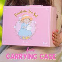 Giggle and Honey carry case keeps the tea set organized for travel and storage.