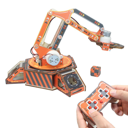 Giggleway robot arm kit showing 360° rotation for versatile play