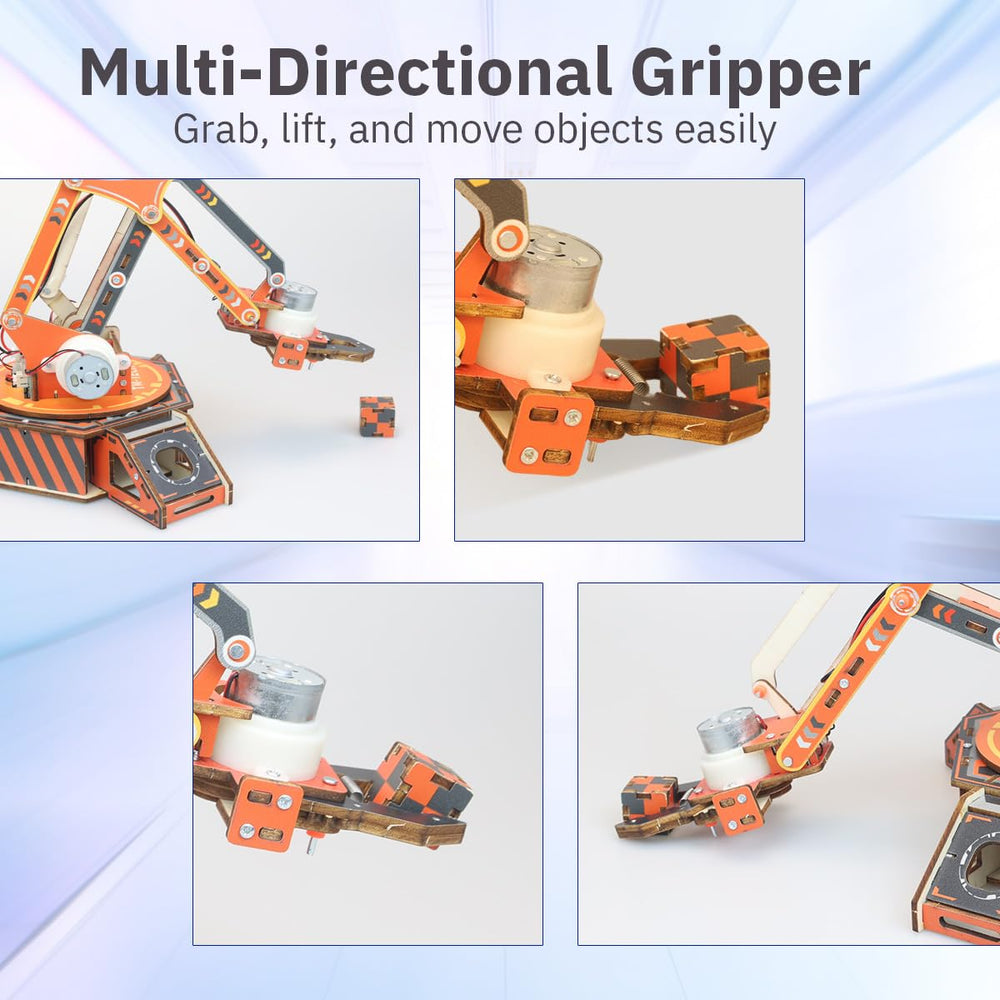 Giggleway robot arm kit gripper in action grabbing a small object