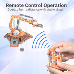 Giggleway robot arm kit wooden parts emphasize eco-friendly, durable construction