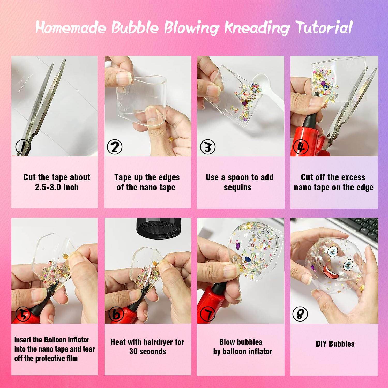 Gigididi nano tape bubbles shimmering purple roll sparks imaginative shapes and calm focus