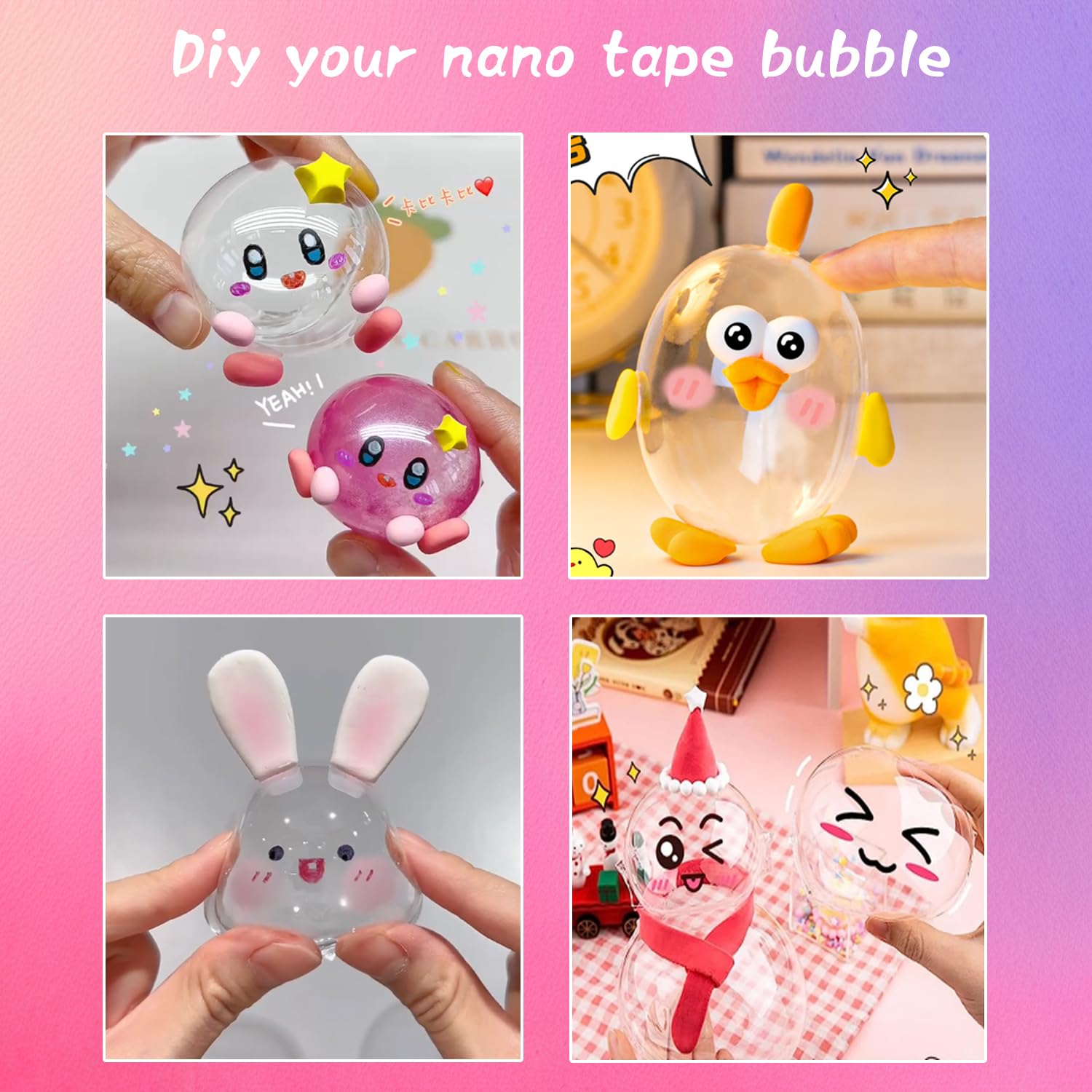 Gigididi nano tape bubbles transparent pack showcases clear bubbles for versatile DIY projects