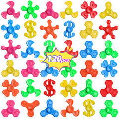 Gigilli 120pcs mini fidget spinner in bright colors for classroom focus and stress relief.