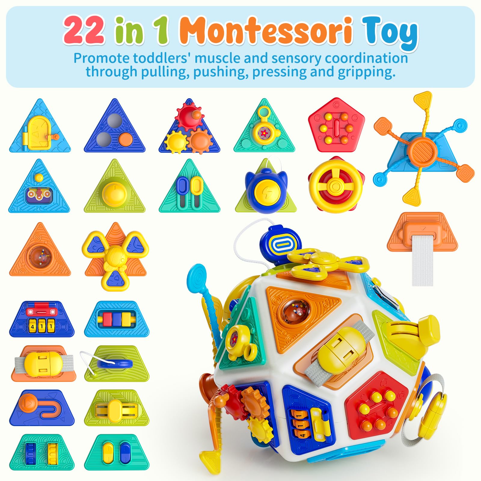 Gigilli 22in1 busy cube number recognition strengthens early math awareness.