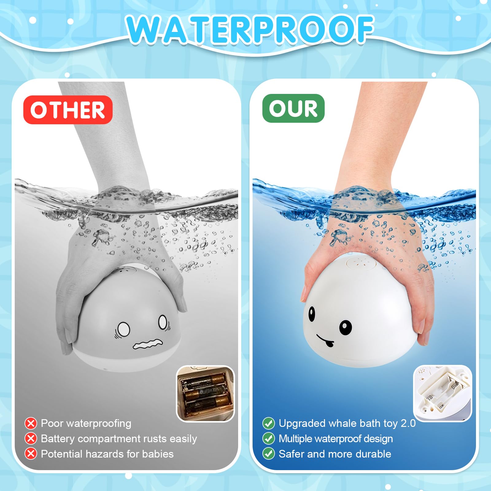 Gigilli bath toy with durable ABS construction and rounded edges.