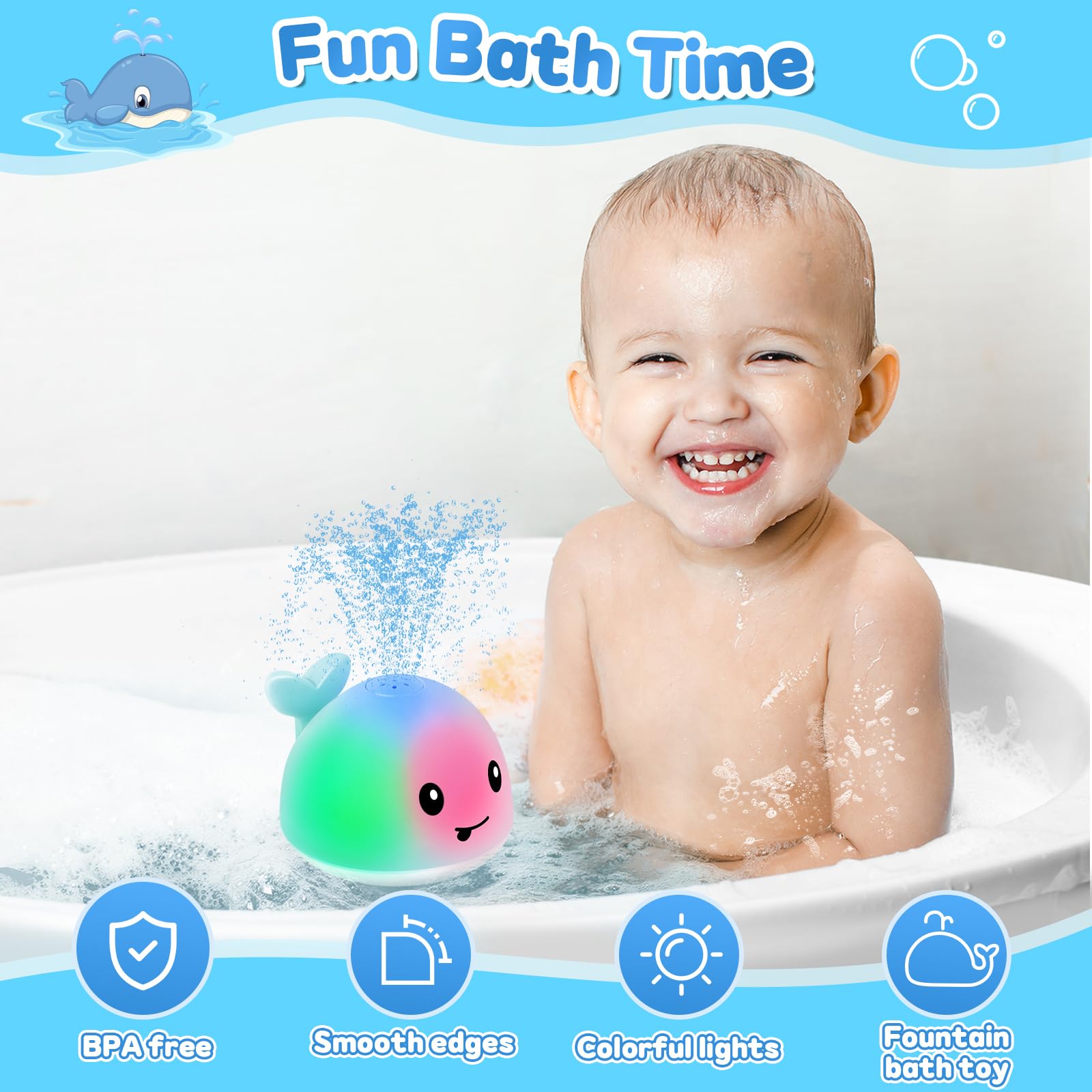 Gigilli bath toy for ages 1-3 enhances hand-eye coordination and color recognition.