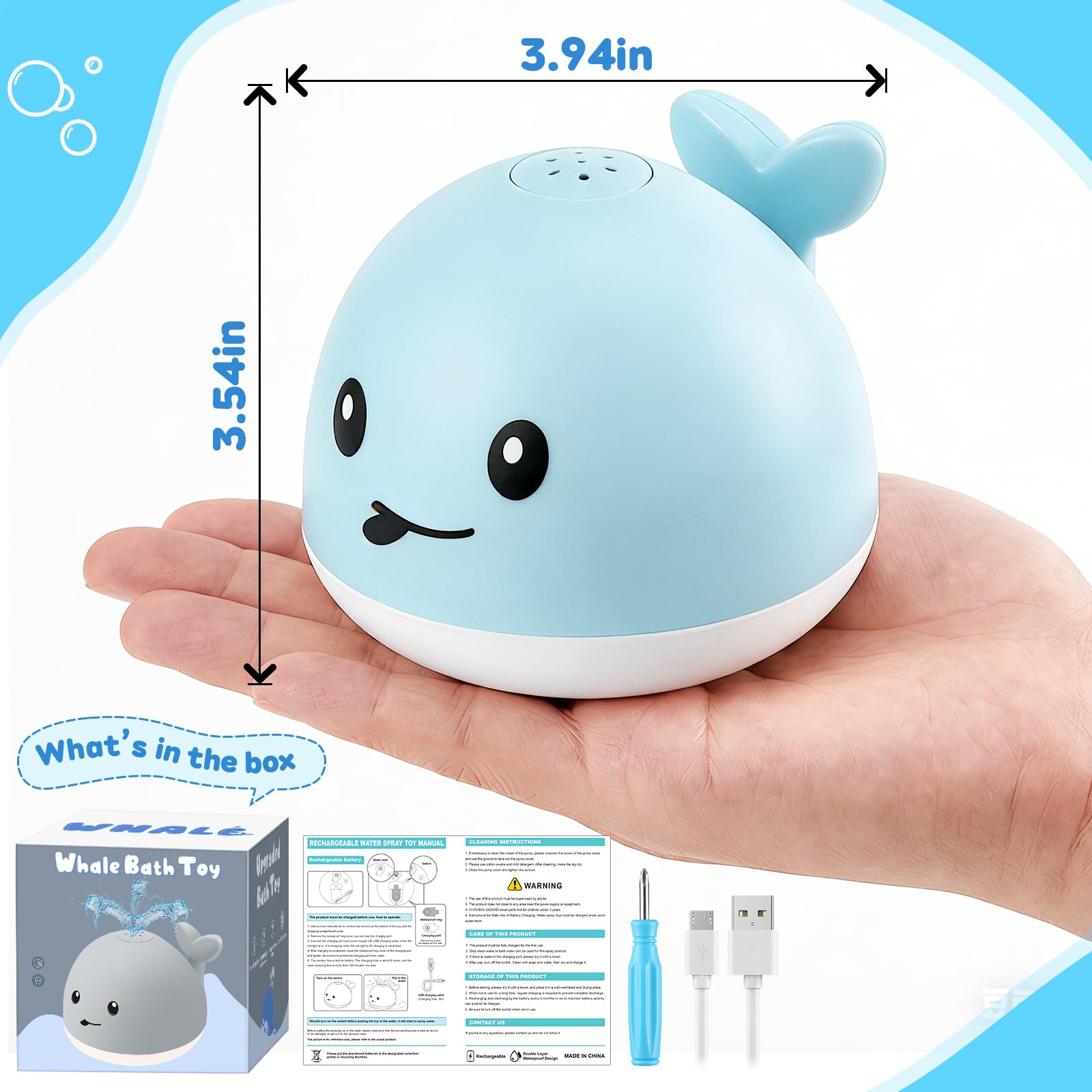Gigilli whale bath toy gift-ready for Christmas or birthdays.