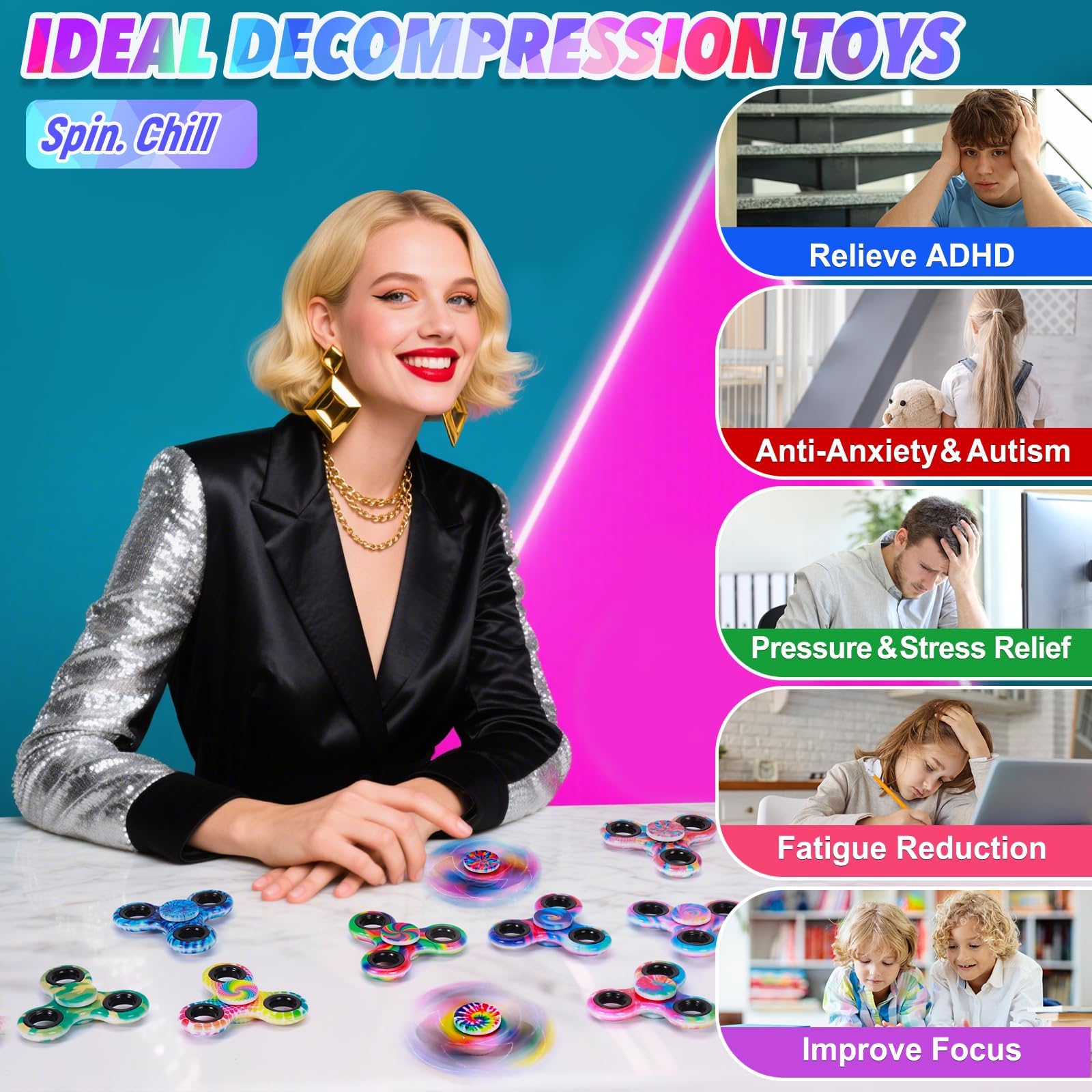 Gigilli desk-friendly spinner set ideal for party favors or prizes.