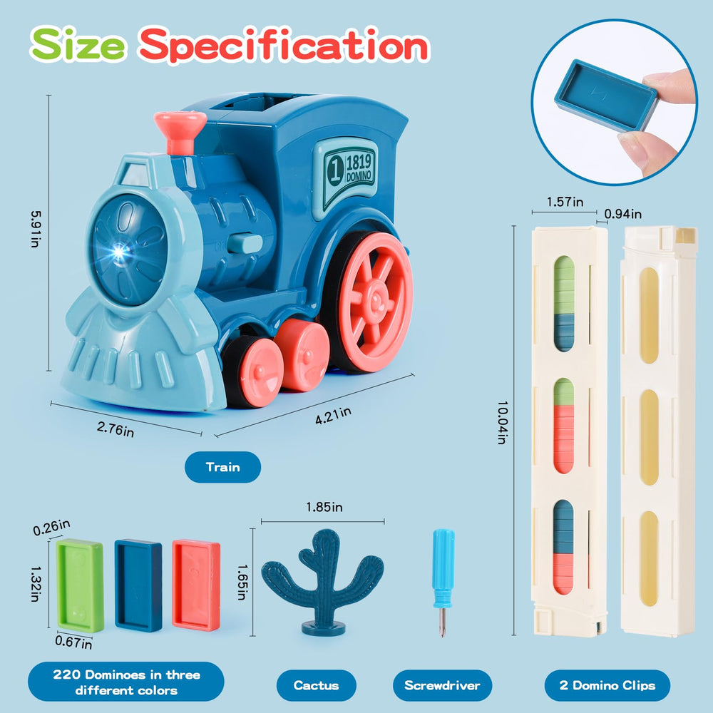 Gigilli domino train toy automatic arrangement showcases satisfying line formation