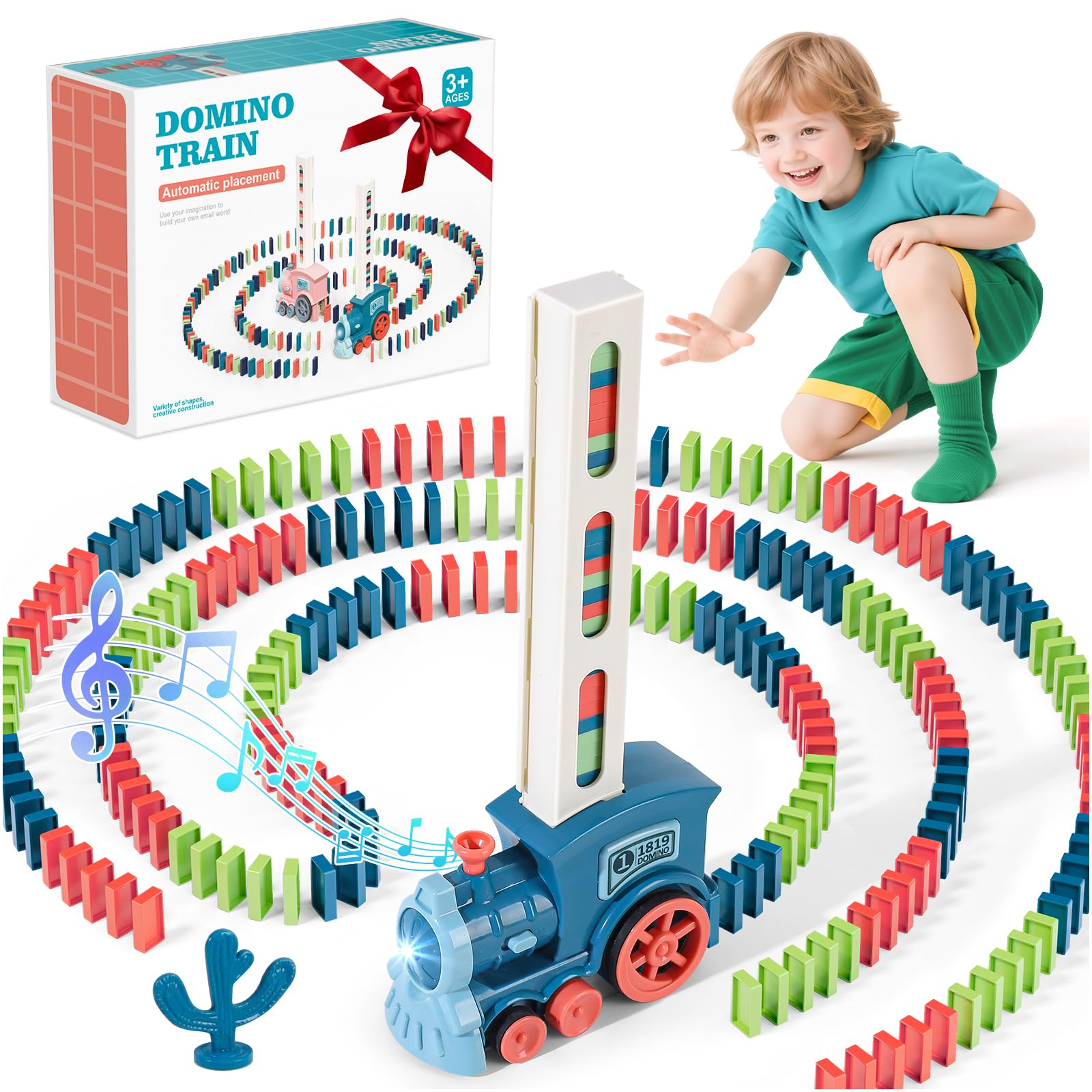 Gigilli domino train toy front view with bright dominos for engaging play