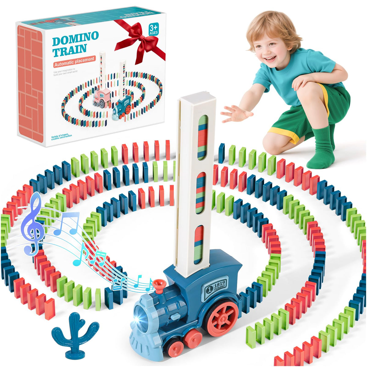 Gigilli domino train toy front view with bright dominos for engaging play
