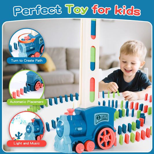 Gigilli domino train toy kid playing demonstrates hands-on learning and creativity