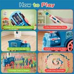 Gigilli domino train toy rotating knob path illustrates varied routes and patterns