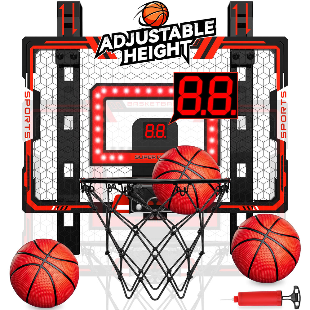 Gigilli indoor basketball hoop door-assembly for quick setup and home play