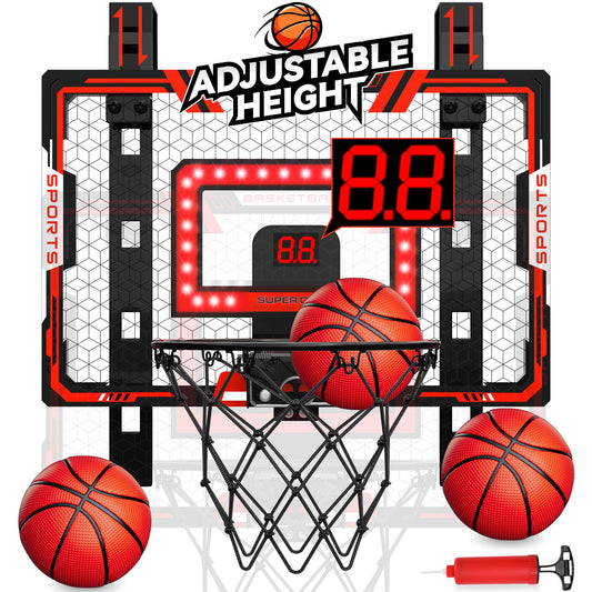 Gigilli indoor basketball hoop door-assembly for quick setup and home play